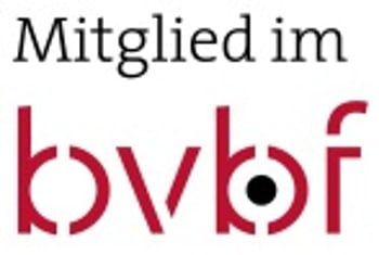 Logo mit dem Text 'Mitglied im bvbF' und einem grafischen Element in Rot.