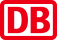 Das Logo der Deutschen Bahn in Rot und Weiß mit den Buchstaben DB.