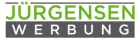 Logo von Jürgensen Werbung in grüner und grauer Schrift auf weißem Hintergrund.
